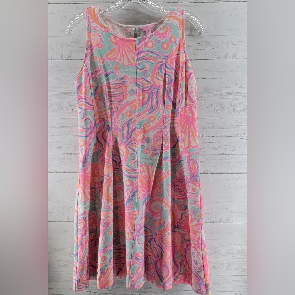 Lilly Pulitzer Felicity Pink Pout Too Much Bubbly French Terry Dress,Size Medium